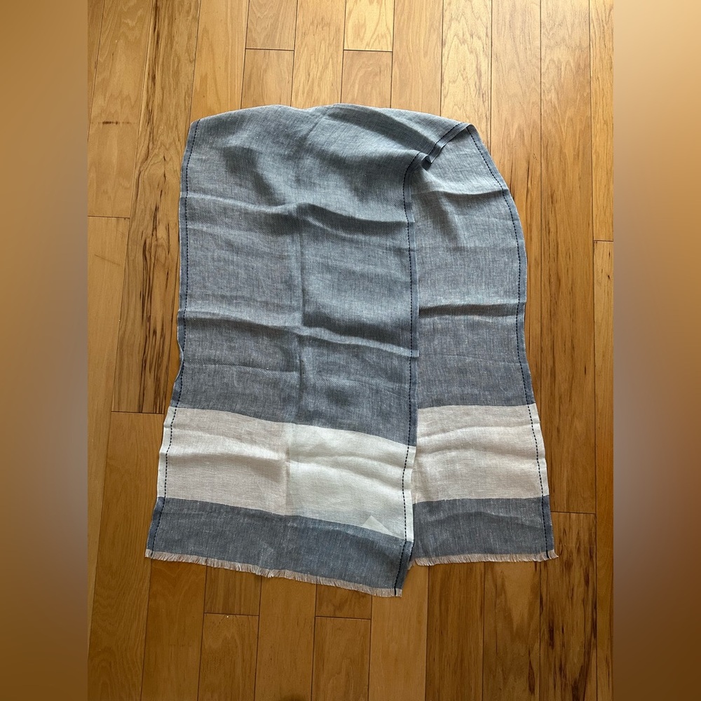 NEW Loro Piana Men’s Light Blue Linen Scarf